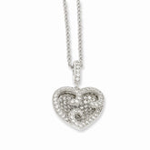 Sterling Silver 925 Heart Necklace with CZ Brilliant Embers Elegance - 18